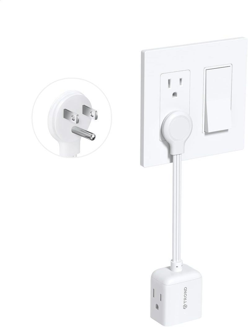 TROND Flat Outlet Extender with 6 Inch Cord - ETL Listed Flat Plug Extension Outlet Splitter Adapter, Electrical 3 Way Multi Wall Plug Extender for Home Office Dorm Room Cruise Ship Travel, White - Image 1